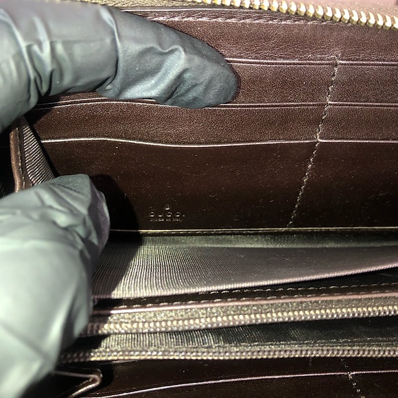 GUCCI GG Web Canvas Interlinked G’s Soho Brown Leather Trim Continental Wallet - Picture 10 of 17